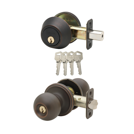 COPPER CREEK Ball Keyed Entry Knob Single Cylinder Deadbolt, Tuscan Bronze Combo BKDB141TB